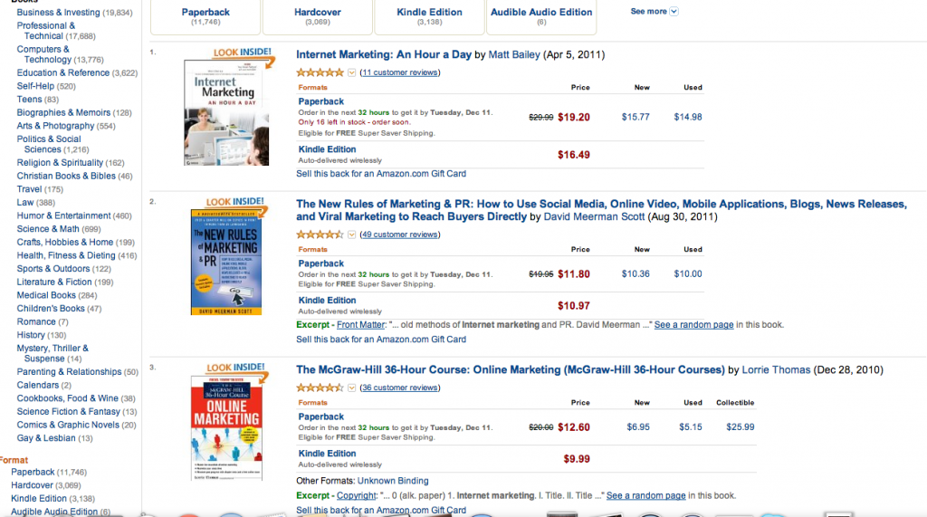 Search Results for Internet Marketing At Amazon